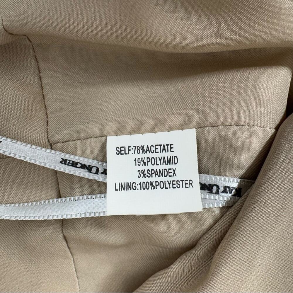 Kay Unger Champagne Satin Embellished Pearl Belt Sleeveless Midi Dress Size 12 - Picture 10 of 10